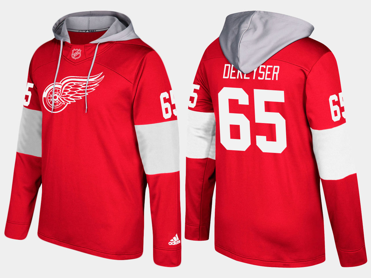 NHL Men Detroit red wings #65 danny dekeyser red hoodie